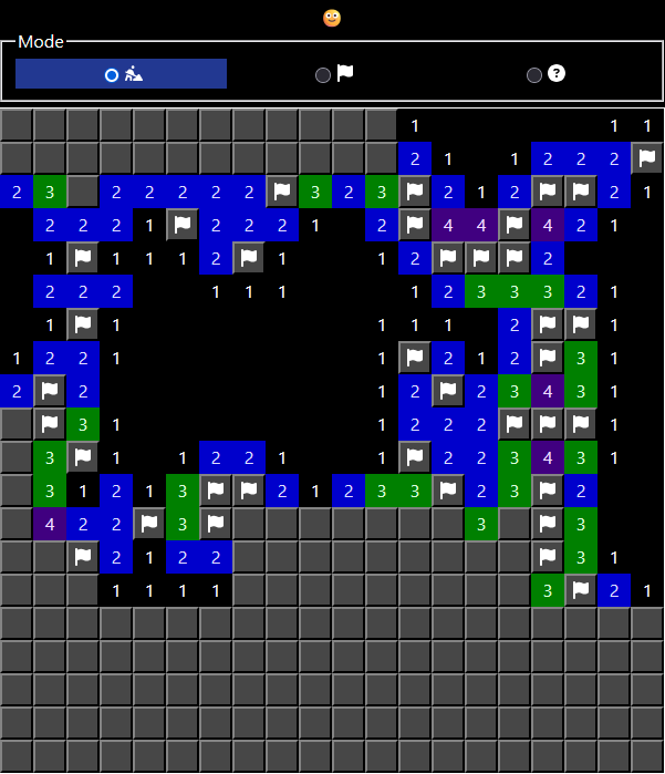 A minesweeper game board