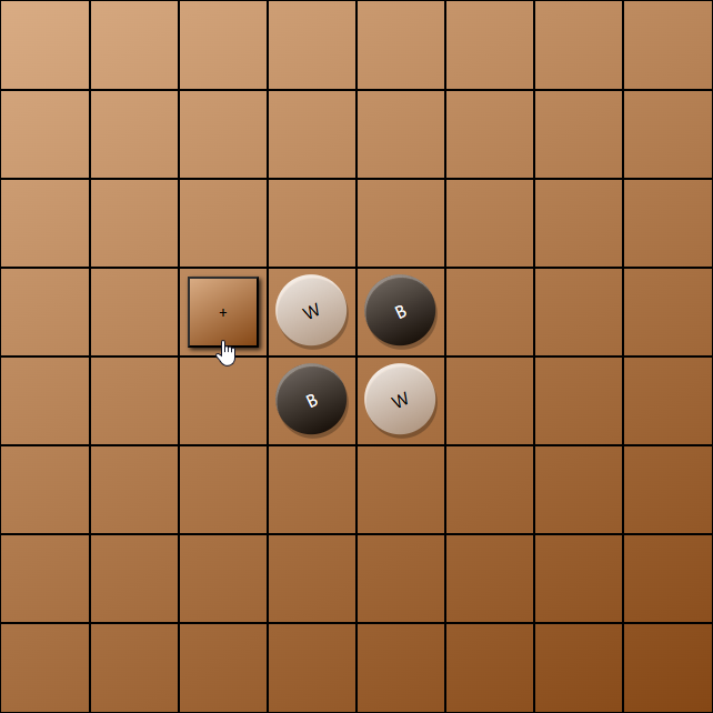 The initial state of a game of Othello